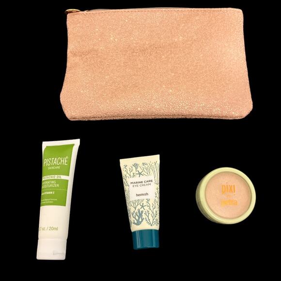 Ipsy Makeup Bag with Moisturizer, Eye Cream, Powder Samples - Picture 1 of 7